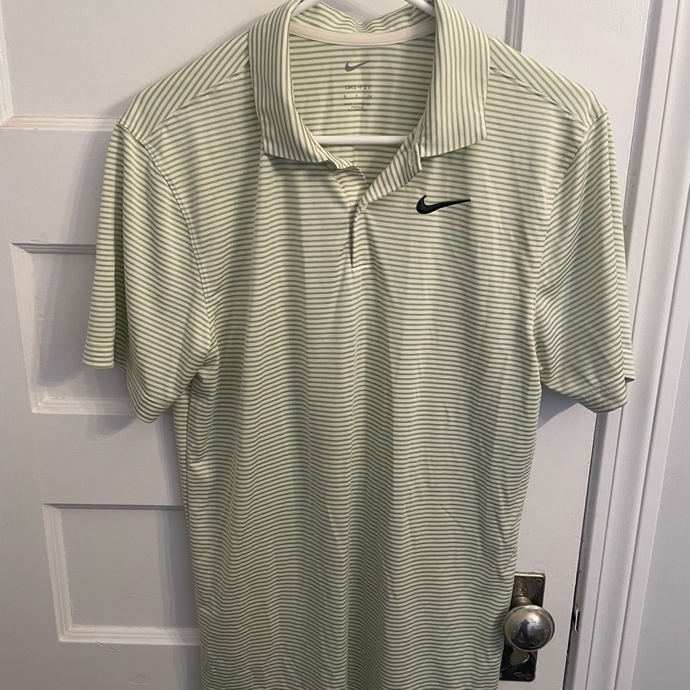Nike Men's Light Green Striped Golf Polo